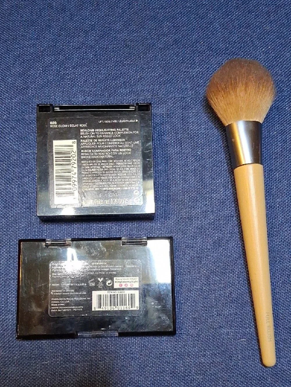 Revlon Rose Glow Blush Palette, City Color Highlight Trio  With A New E Brush